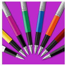 Load image into Gallery viewer, Parker Jotter Originals Fountain Pen, Classic Finish, Medium Nib, Blue & Black Ink