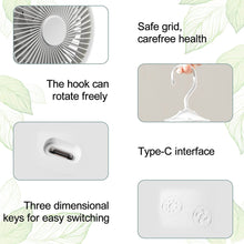 Load image into Gallery viewer, Mini Fan with LED Lights Three Speeds Remote Control Hanging Hook Rechargeable