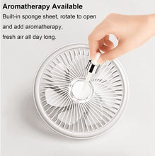 Load image into Gallery viewer, Mini Fan with LED Lights Three Speeds Remote Control Hanging Hook Rechargeable
