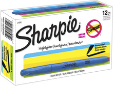 Load image into Gallery viewer, SH27010 Sharpie Pocket Highlighter, Fluorescent Turquoise Color, Chisel Tip, Box 12pcs.