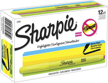 Load image into Gallery viewer, SH27025 Sharpie Pocket Highlighter, Fluorescent Yellow Color, Chisel Tip, Box 12pcs.