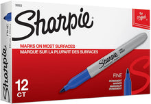 Load image into Gallery viewer, SH30003 Sharpie Permanent Marker, Fine Point, Blue, Box 12pcs.