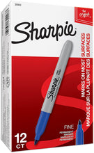 Load image into Gallery viewer, SH30003 Sharpie Permanent Marker, Fine Point, Blue, Box 12pcs.