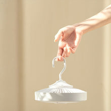 Load image into Gallery viewer, Mini Fan with LED Lights Three Speeds Remote Control Hanging Hook Rechargeable