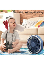 Load image into Gallery viewer, Mini Fan with LED Lights Three Speeds Remote Control Hanging Hook Rechargeable