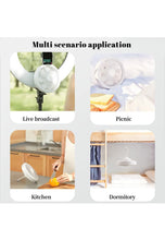 Load image into Gallery viewer, Mini Fan with LED Lights Three Speeds Remote Control Hanging Hook Rechargeable