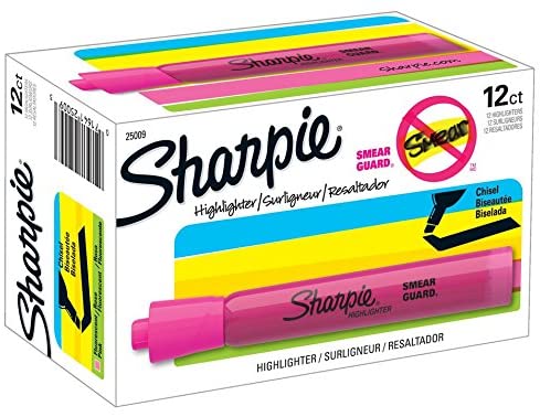 SH25009 Sharpie Thick Highlighter, fluorescent pink, chisel tip, Box 12pcs.