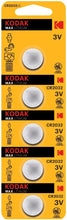 Load image into Gallery viewer, KODAK CR2032 Lithium Button Cell Battery 5 Pack
