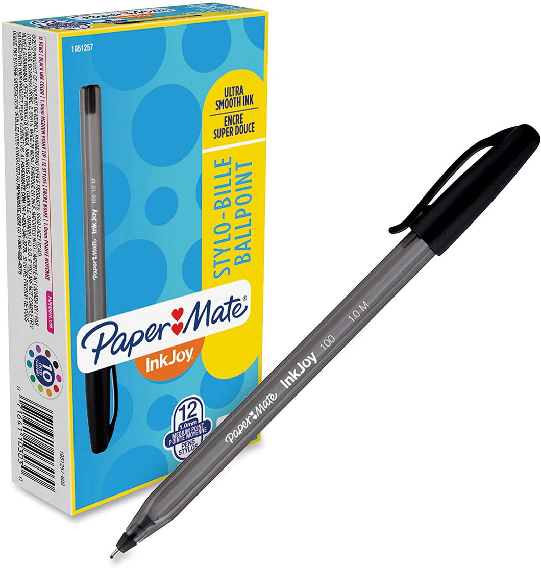 PM1951257 Paper Mate InkJoy 100ST - Ballpoint pen medium point, black color, Box 12pcs.