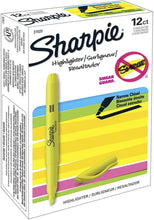 Load image into Gallery viewer, SH27025 Sharpie Pocket Highlighter, Fluorescent Yellow Color, Chisel Tip, Box 12pcs.
