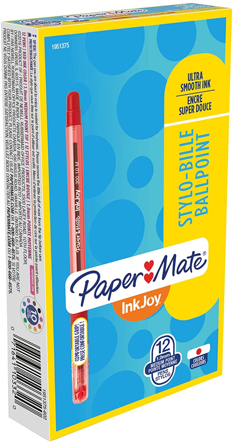 PM1951375 Paper Mate InkJoy 300ST - Ballpoint pen medium point, red color, Box 12pcs.