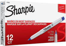 Load image into Gallery viewer, SH37003 Sharpie Permanent Marker, Ultra Fine Point, Blue, Box 12pcs.
