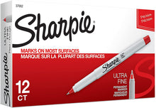 Load image into Gallery viewer, SH37002 Sharpie Permanent Marker, Ultra Fine Point, Red, Box 12pcs.
