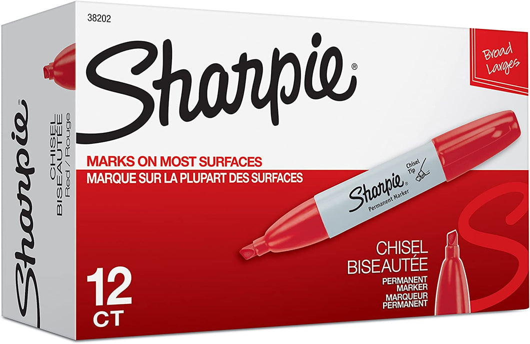 SH38202 Sharpie Permanent Marker, Broad Tip, red, Box 12pcs.