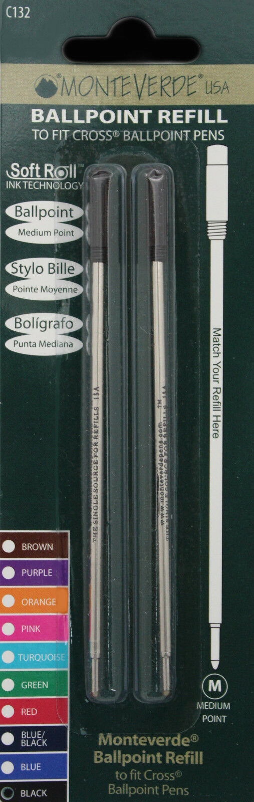 Ballpoint refill to fit CROSS Black Medium